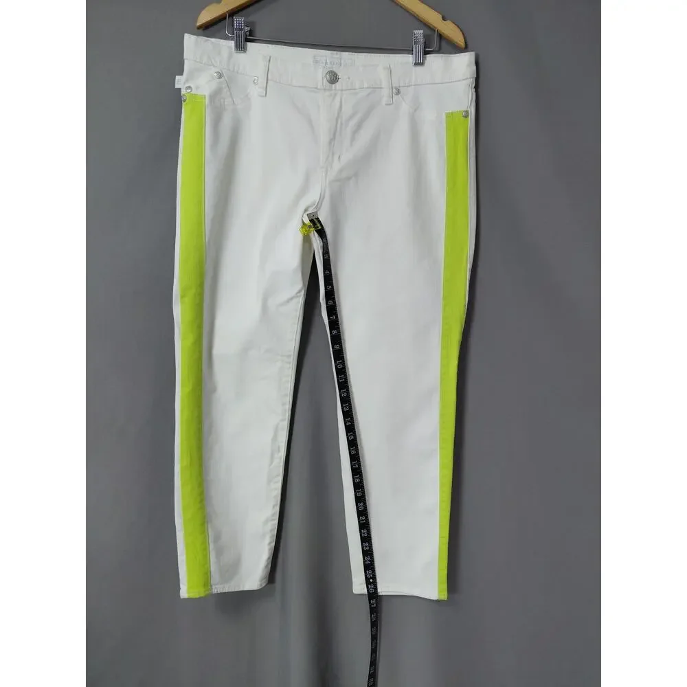 Rock & Republic Carnivale White Colorblock Straight Jeans Women Size 16